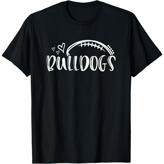 Football Bulldogs School Sports Fan Team Spirit Softstyle Unisex T-Shirt,Black Color,Size 5-6T