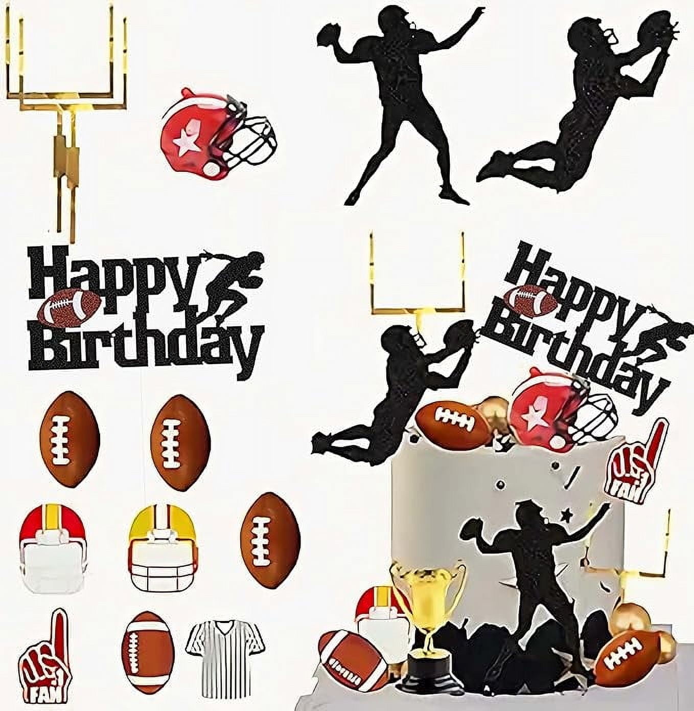 Football Cake Topper, Football Players Cake Topper For Sports Theme Party Cake Decorations for Football Theme Party Favors Game Day Party Supplies