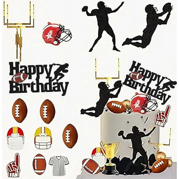 Football Cake Topper, Football Players Cake Topper For Sports Theme Party Cake Decorations for Football Theme Party Favors Game Day Party Supplies