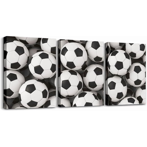 Football Canvas Wall Art Soccer Match Wall Decor Sport Theme Athletes Poster Print 12"x16" Set of 3 Kid Men Boy Framed Canvas Prints