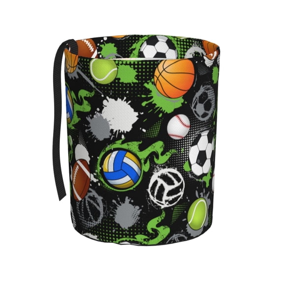 Football Car Trash Can Waterproof Cylindrical Car Garbage Can with Adjustable Strap & Magic Tape, Portable Vehicle Trash Bin for Cars, Trucks, SUVs