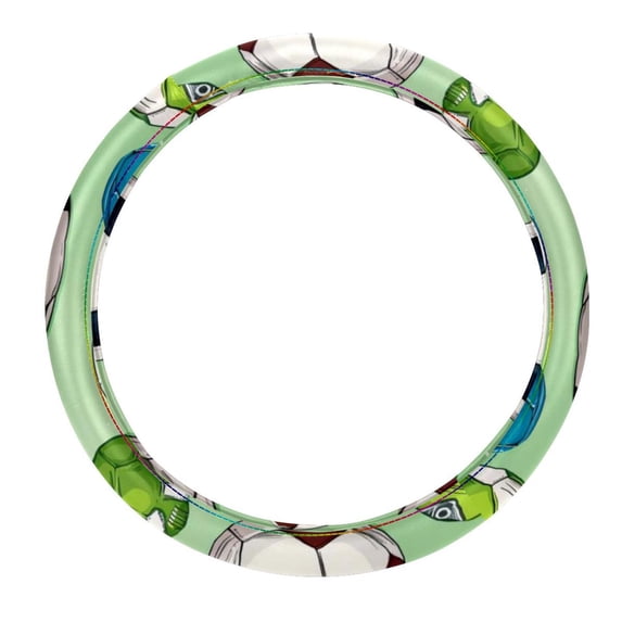 Football Car Wheel Covers Steering Wheel Cover 14.5 Inch Printing PVC Leather Auto Accessories