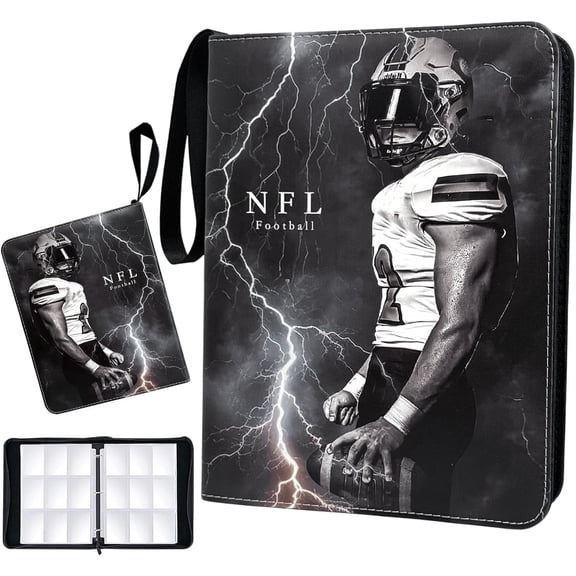 Football Card Binder 900 Pockets, Trading Card Binder 9 Pocket with 50 Removable Sleeves Fits 900 Sport Cards, 3 Ring Card Holder Binder with Zipper, Collector Storage Album