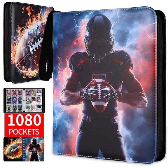 Football Card Binder, Holds 1080 Cards, 9-Pocket Trading Card Binder