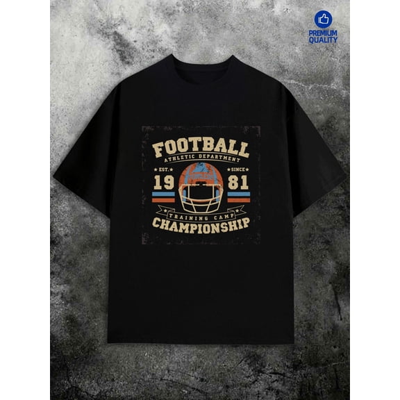 Football Champ Tee men Exercise 180G 100% Cotton black basketball gym Retro Unisex Shirt Printed tshirts Trendy Unisex Shirt Graphic tshirts Casual Unisex Shirt Printed tshirts