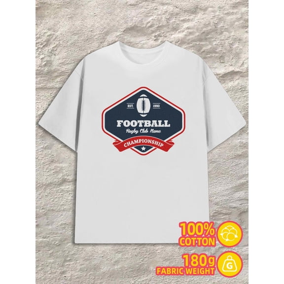 Football Champ Tee men's 180G 100% Cotton white Casual Unisex Shirt Crewneck tshirts Vintage Unisex Shirt Short Sleeve tshirts Classic Unisex Shirt Printed tshirts