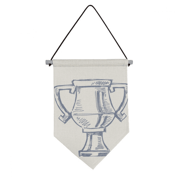 Football Championship Trophy Blue Canvas Flag Hanging Wall Art Decor Banner