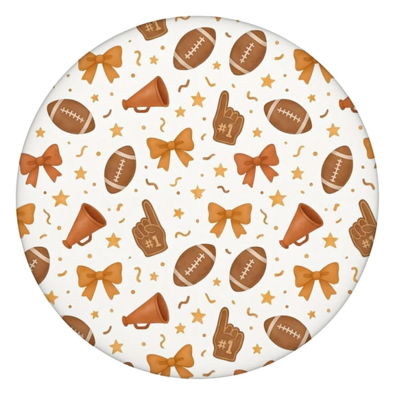 Football and Cheer Goods Pattern Round Fitted Tablecloth with Elastic Edge,Dining Table Cover Waterproof,Outdoor Round Tablecloth for Camping,Dining,Indoor and Outdoor