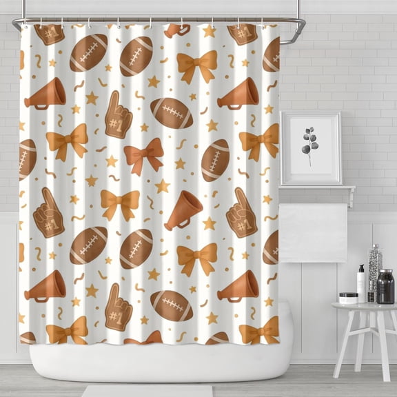Football and Cheer Goods Pattern Shower Curtain 84"x72" ,Bathroom Decorative Shower Curtains Set with 12 Hooks,Modern Waterproof Washable Shower Curtain