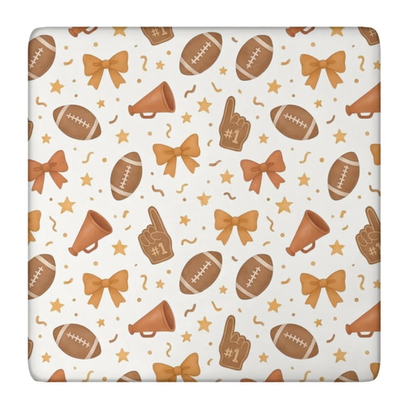 Football and Cheer Goods Pattern Square Fitted Tablecloth with Elastic Edge,Square Table Cover,Washable Elastic Table Cover for Home Kitchen Party Decor 36"x36"