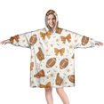 thumbnail image 1 of Football and Cheer Goods Pattern Wearable Oversized Blanket,Wearable Blanket Hoodie for Adults,Cozy Hooded Blankets with Super Pockets,Super Warm Fuzzy Pullover for Women & Men, 1 of 6
