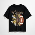 thumbnail image 1 of Football Cheer Mom Gold Black Pom Leopard T-Shirt, 1 of 7
