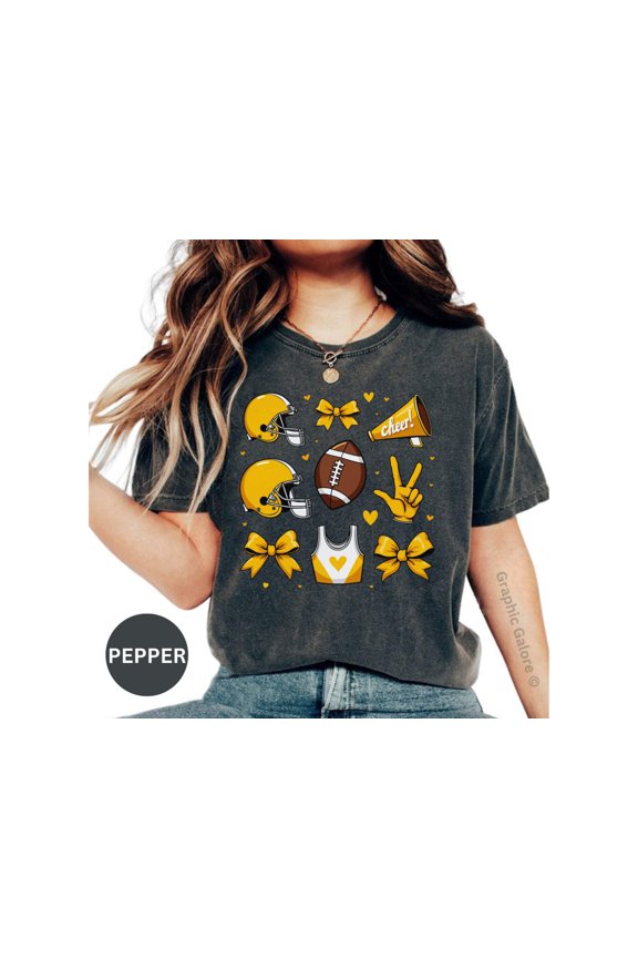 Football Cheer Shirt, Coquette Football Shirt, Womens Football Tshirts, High School Football Shirts, Football With Bow Shirt, Girly Football