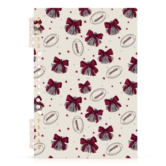 Football Cheerleaders Pattern A5 Notebook Refillable 60 Sheets Detachable Ring Binder PP Cover Journal
