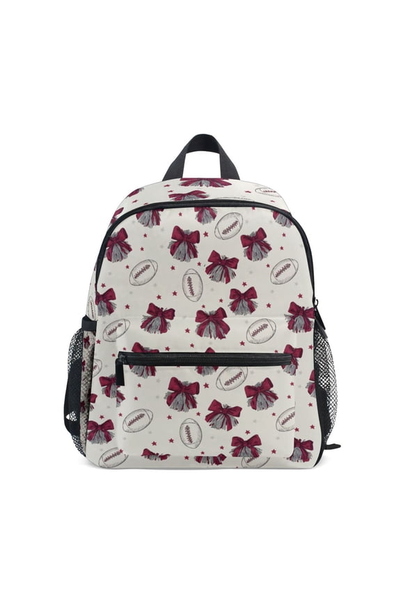 Football Cheerleaders Pattern Mini Backpack Cute Small Backpack with Chest Strap and Whistle Ages 3-8