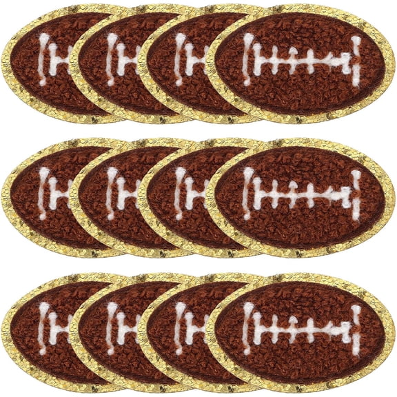 Football Chenille Patches, Embroidered Sports Ball Patch for Hats Jackets Backpacks, DIY Sew-on Repair Accessories for Clothes(RL 12 PCS)