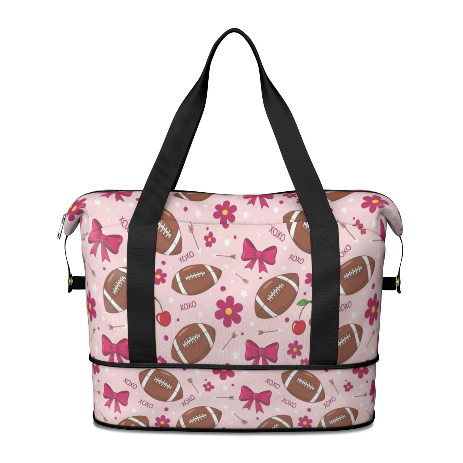Sneaker Pattern Bottom Football Cherry Pink Pattern Expandable Travel Tote Bag, Luggage Sleeve ...