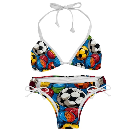 Football Chic Bikini Set with Detachable Sponge & Adjustable Strap | 2-Pack for Versatile Swim Suit Looks