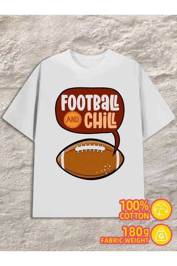 Football Chill Tee men white 180G 100% Cotton Daily and weekend wear Fashion Unisex Shirt Short Sleeve tshirts Unique Design Unisex Shirt Printed tshirts