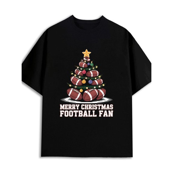 Football Christmas Tee men's 180G 100% Cotton black Original Unisex Shirt Graphic tshirts Trendy Unisex Shirt Printed tshirts Vintage Unisex Shirt Cotton tshirts