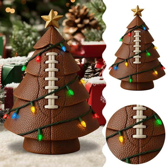 Football Christmas Tree Decor,Fun Christmas Decorative Football,Man Cave Holiday Decor,Table Decorations Figurine Set, for Indoor Desks ,Coffee