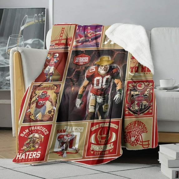 Football City Sherpa Throw Blanket,Ultra Soft Flannel Blankets,Double Layer Fabric Warm Blankets for Football Fans Gifts,50" X 60"