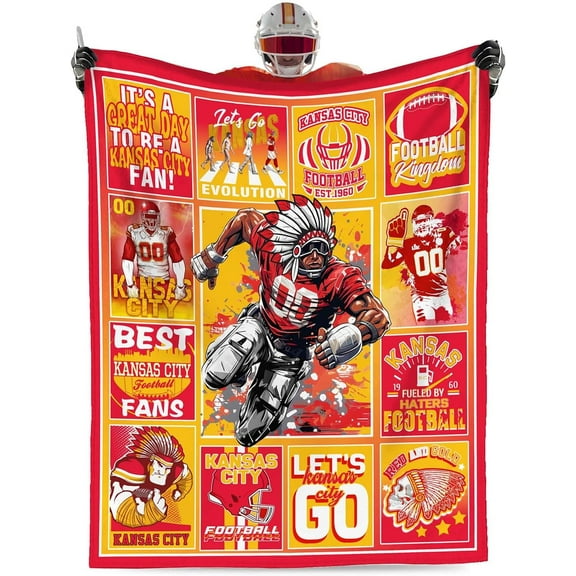 Football City Sherpa Throw Blanket,Ultra Soft Flannel Blankets,Double Layer Fabric Warm Blankets for Football Fans Gifts,60" X 50"
