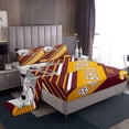 thumbnail image 1 of Football City Twin Bed Sheets Set American Football Sheets Birthday Gifts for Men Sports Football Fans Sheet Set Geometry Striped Bed Set 3Pcs,Brick-Red Yellow(Washington), 1 of 6