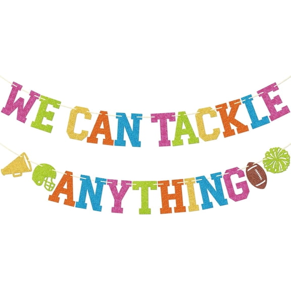 Football Classroom Banner - We Can Tackle Anything Football Decorations - Sports Bulletin Boards Decorations for School - Teamwork Theme Classroom Decor