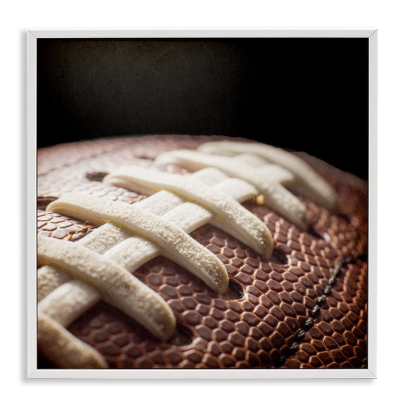 Stupell Industries Football Closeup On Black White Framed Giclee Art, design by Kim Allen, 24 x 24