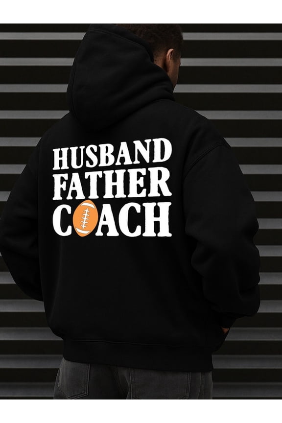 Football Coach Dad hoodies & sweatshirt Exercise men's long sleeve black Warm, suitable for casual wear, perfect for outdoor activities gift Dumbbell basketball Retro Unisex hoodie