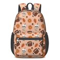 thumbnail image 1 of Football Coffee Cup Orange Pattern 17" School Backpacks for Teens,Waterproof Oxford Fabric,S-Shape Padded Straps for School,Travel,Hiking,Camping, 1 of 6