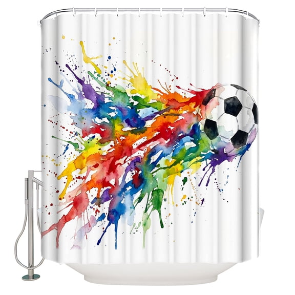 Football Colorful Splash Bathroom Shower Curtains with 12 Hooks Waterproof Shower Curtain for Stalls and Bathtubs Modern Abstract Art Oil Painting Decorative Bathroom Privacy Curtain 36x72 Inches