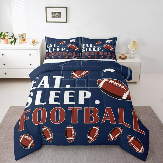 Football Comforter Set Full Sports Bedding Sets American Football Down Comforter Football Games Bed Set Football Room Decor Teen Quilt Set 3 Pcs