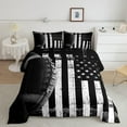 thumbnail image 1 of Football Comforter Set Teens,American Flag Bedding Set Full Size,Grunge Rugby Ball Game Duvet Insert Bedroom Decor,Graffiti Geometric Stars Striped Down Comforter with 2 Pillowcases, 1 of 6