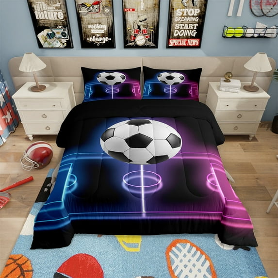 Football Comforter Set Sports Bedding Sets Teen Football Lover Bedding Comforter Sets Sports Game Themed Down Comforter Soccer Game Decor Duvet Set