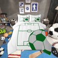 thumbnail image 1 of Football Comforter&nbsp;Set King Size Soccer Bedding Set Teens,White and Green Sports Themed Quilt Bed Set Football Field Down Comforter Room Decor with 2 Pillowcases, 1 of 6