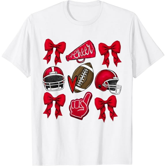 Football Coquette Bow Football Mom Game Day Women Girls Kids T-Shirt