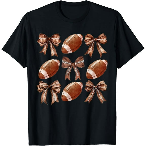 Football Coquette Bow Football Mom Game Day Women Girls Kids T-Shirt