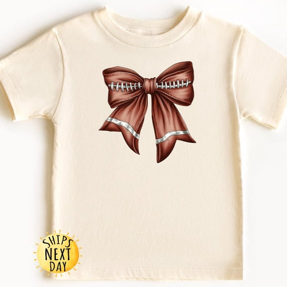 Football Coquette Bow Kids Shirt, Sports Children Toddler Shirt, Game Day , Fall Football Gift TODDLER SHORT SLEEVE TEE BELLA CANVAS 3001T