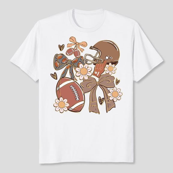 Football Coquette Game Day Preppy Glitter Football Mama Shirt, Men's And Women's Graphic Tee 100% Cotton by TBun, Full Sizes S-5XL