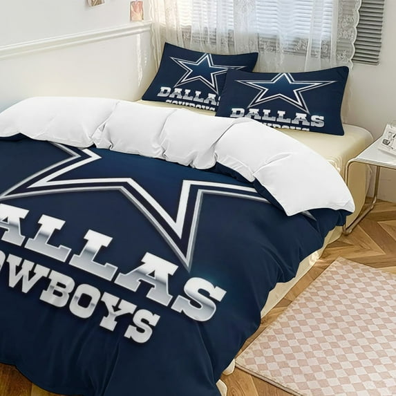 Football Cowboys Duvet Cover Set Themed Multicolor Polyester Bedding Set for Bedroom Decoration