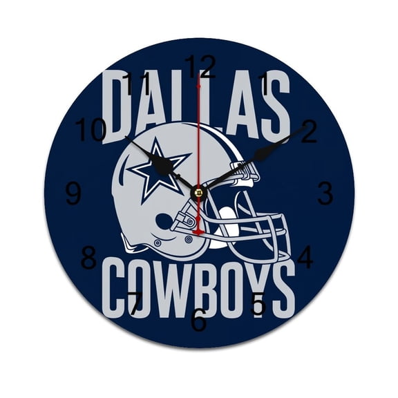 Football Cowboys Printed Silent Wall Clock Round Kitchen Clock Chic Quiet Desk Clock For Living Room 10in