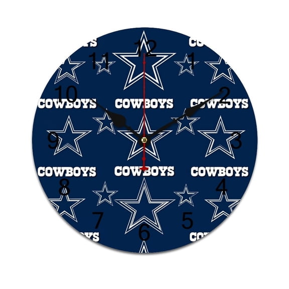 Football Cowboys Printed Silent Wall Clock Round Kitchen Clock Chic Quiet Desk Clock For Living Room 10in