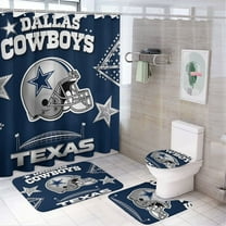 Football Cowboys Shower Curtain Bathroom Sets Toilet Lid Rug, Rugs Mat Bath Mat And Contour Mat, Shower Curtain 4Pcs