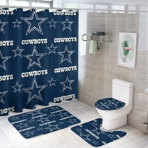 Football Cowboys Shower Curtain Bathroom Sets Toilet Lid Rug, Rugs Mat Bath Mat And Contour Mat, Shower Curtain 4Pcs