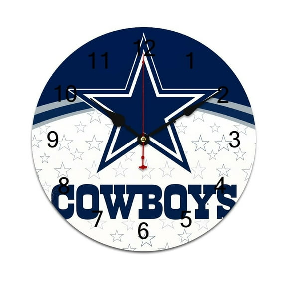 Football Cowboys Time Decorative Wall Clocks Round Large Wall Watch Bedroom Home Decor 10in