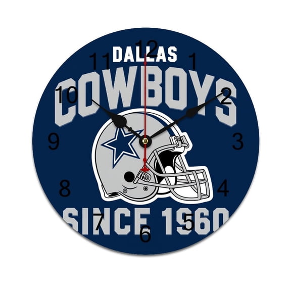 Football Cowboys Time Decorative Wall Clocks Round Large Wall Watch Bedroom Home Decor 10in
