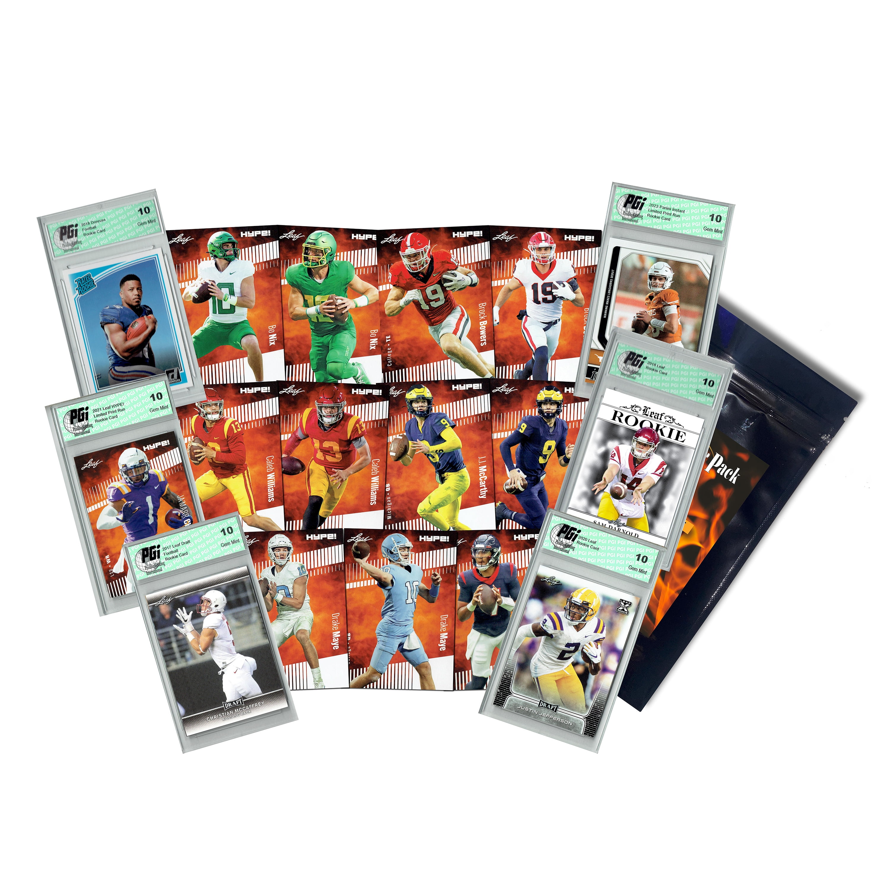 Football CrazyPack! 2 PGI 10 Rookie or Star Cards + 10 Mint Bonus Cards