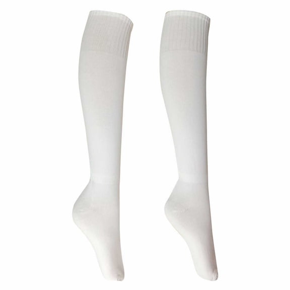 Football Crew Socks, Medium Cushion Knee High Solid Color Socks for Men, Athletic Sport Socks for Soccer, Rugby, and Team Sports Activities-White